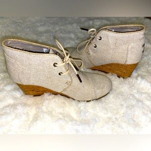 Toms Lace Up Wedge Ankle Boots